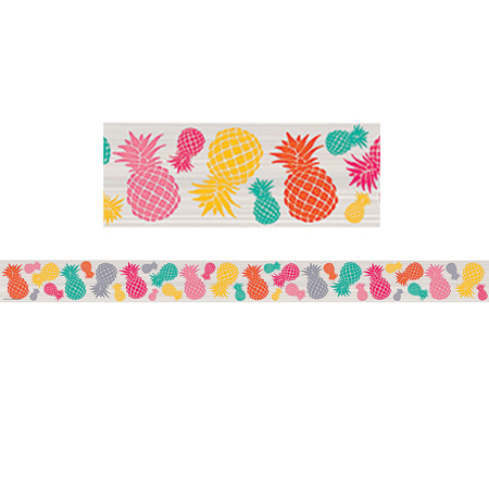 TEACHER CREATED RESOURCES Tropical Punch Pineapples Straight Border Trim, 35 Feet/Pack, PK6 TCR2157